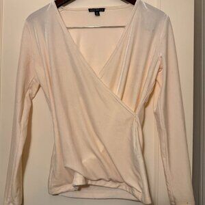 J. Crew Mercantile - XS Ivory Velvet Faux Wrap Blouse